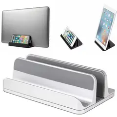 52 BITS - Soporte Base Vertical Aluminio para Macbook Notebook Plateado