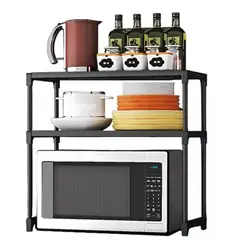 52 BITS - Estante de Cocina 2 Niveles Material Resistente Negro