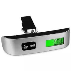 52 BITS - Balanza Bascula Pesa Digital Portable Maleta Equipaje Gancho Gris