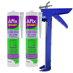 AFIX - Pack Silicona Acética Transparente 280 ml + Pistola