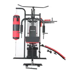 GYMAX - Multifuerza 110Lb Multigimnasio 3 Estaciones-Saco De Boxeo