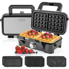 COSTWAY - Sandwichera 3 en 1 con Placas Extraíbles 1200W