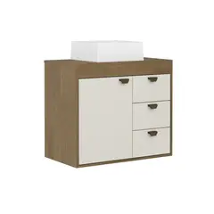 BERTOLINI - Mueble De Baño De 70 Cm En Mdp Sin Lavamanos 1 Puerta 3 Cajones Off White