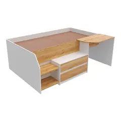 undefined - Cama Alta Multifuncional Abbie 72.9x144.9x194 cm Duna Blanco