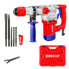 EMTOP - Rotomartillo Uso Rudo 1050 W con Brocas y Puntas