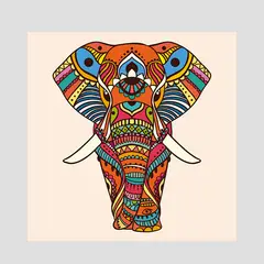 undefined - Cuadro Elefante Estilo Hindú 70X50