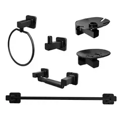 GRIFOS CENTER - Juego de Accesorios Negro Mate X6 Piexas Tayrona