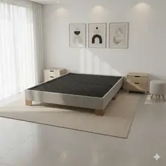 ESTILO Y CONFORT - Basecama King Dividida Gris 200x200 Pata Madera