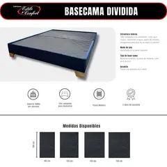ESTILO Y CONFORT - Basecama Sencilla Dividida Azul 100x190 Pata Madera