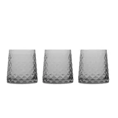 CRISTAR - Set de 3 Vasos Cairo Cortos en Vidrio 390ml 9cm Gris Humo