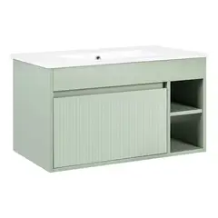 STRETTO - Mueble De Baño Con Lavamanos Marsella Sage Green 60 Cm Text