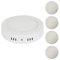 GENERICO - Set x5 Panel Led 18w Sobreponer Redondo Luz Cálida Certificado