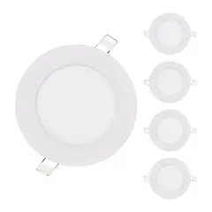 GENERICO - Set x5 Panel Led 6w Incrustar Embutir Redondo Luz Blanca Certifica