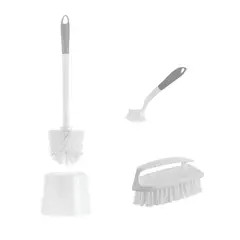 VANYPLAS - Set Cepillo Baño con Base + Cepillo Juntas + Cepillo Ropa
