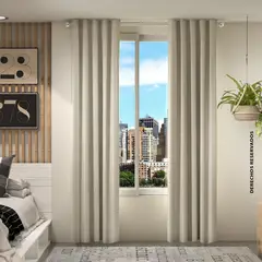 REGGIA - Set X2 Cortinas De Tela 140X220 Cm Beige Crema