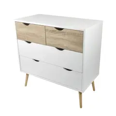 TOP LIVING - Cómoda Estilo Nórdico Con 4 Cajones Blanco
