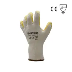 SUPERIOR - Guante Hilaza C/capa Latex Amarillo 9" ( Par) Set x 5