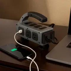 HALUX - Multitoma 5 Salidas P/T 2 USB 1.8M Con Linterna 5W