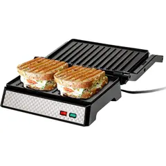 OVENTE - Sanduchera y Parrilla Panini Eléctrica 2 en 1