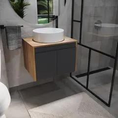 SENSI DACQUA - Mueble Elevado Para Lavamanos Vera 43.7x60.2x48cm Miel Plomo