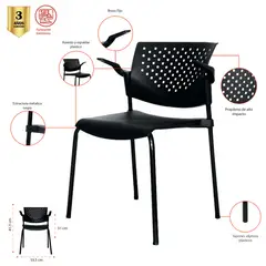 GENERICO - Silla interlocutora con Brazos Sin Tapizar Negro Mundial De Sillas Butterfly