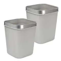 ENERGY PLUS - Kit X2: Cesto de Basura 15l Con Pisa Bolsa Caneca Plástica Gris