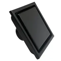 GENERICO - Rejilla Piso Sifon 10x10cm Invisible Negra Acero Inox 304