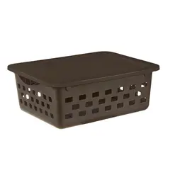 VANYPLAS - Canasta Plástica Deco con Tapa 13 litros 28x13x35.5 cm Wengué