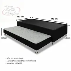 ESTILO Y CONFORT - Basecama Nido Negra 120X190