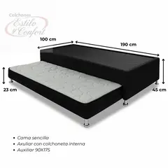 ESTILO Y CONFORT - Basecama Sencilla Duplex 100 Negra