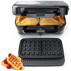 undefined - Sanduchera Waflera 3 en 1 FOHERE 1200 W con placas extraíbles y control de temperatura