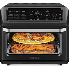 CHEFMAN - Horno Tostador con Freidora de Aire ExactTemp 12 en 1 Acero Inoxidable Negro 18.9 L