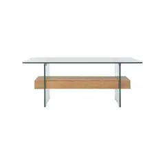 undefined - Mesa de Café de Vidrio con Base Natural Kayley