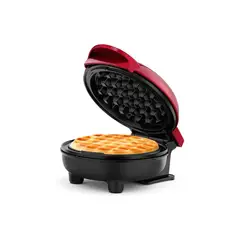 HOLSTEIN HOUSEWARES - Mini Waflera Rojo Metálico 4 Pulgadas con Placas Antiadherentes