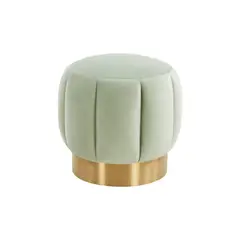 SAFAVIEH - Taburete Redondo de Terciopelo con Base Dorada Color Verde Menta