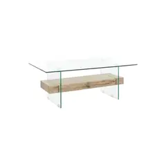 SAFAVIEH - Mesa de Café Kayley de Vidrio y Madera Natural