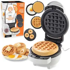 MASTERCHEF - Mini Máquina de Desayuno 3 en 1 120V con Platos Antiadherentes Extraíbles