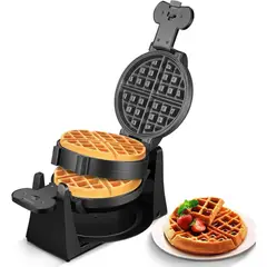 FOHERE - Waflera Belga Doble 1400W con Giro de 180° y Placas Antiadherentes