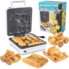 WAFFLE WOW - Máquina para HacerWaffles en Forma de Autos Antiadherente con Placas Personalizables