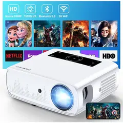 undefined - Proyector WiFi y Bluetooth GROVIEW 1080P 15000 Lux 490 ANSI 4K Zoom y Pantalla de 300 Pulgadas