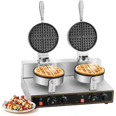 GENERIC - Waflera Doble Eléctrica 2400W Acero Inoxidable Antiadherente Profesional
