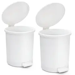 ENERGY PLUS - Kit X2 Papelera Circular Con Pedal 13l ? Diseño Moderno Blanco