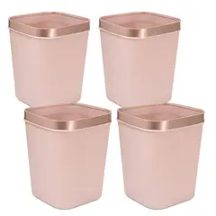 ENERGY PLUS - Kit X4: Cesto de Basura 15l Con Pisa Bolsa Caneca Plástica Oro Rosa