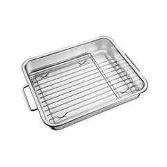 TRAMONTINA - Asadera de Acero Inoxidable con Rejilla 39x33cm 6.4 L