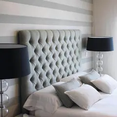 undefined - Cabecero Queen Gaela Super Abullonado de Piso 160X120 Gris Microfibra