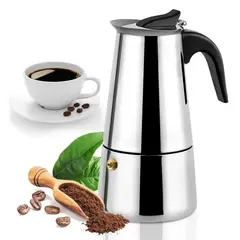 52 BITS - Cafetera Italiana Expreso Acero Inoxidable 9 Tazas Color Plateado