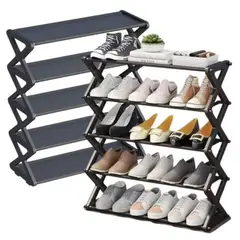 52 BITS - Organizador de Zapatos En Forma de X Moderno 5 Niveles Negro
