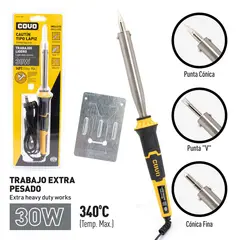 COVO - Cautín Tipo Lapiz 30W Trabajo Ligero 3 Puntas Blíster