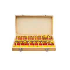 UYUSTOOLS - Juego de Fresas Ruteadora 24 Piezas 1/4 Pulgadas Estuche de Madera