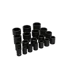 URREA - Juego de Copas de Impacto Cortas 19 Piezas Pulgadas Cuadro 1/2''